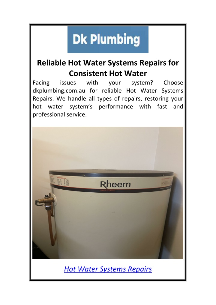 reliable hot water systems repairs for consistent