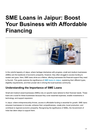 SME Loans in Jaipur Boost Your Business with Affordable Financing