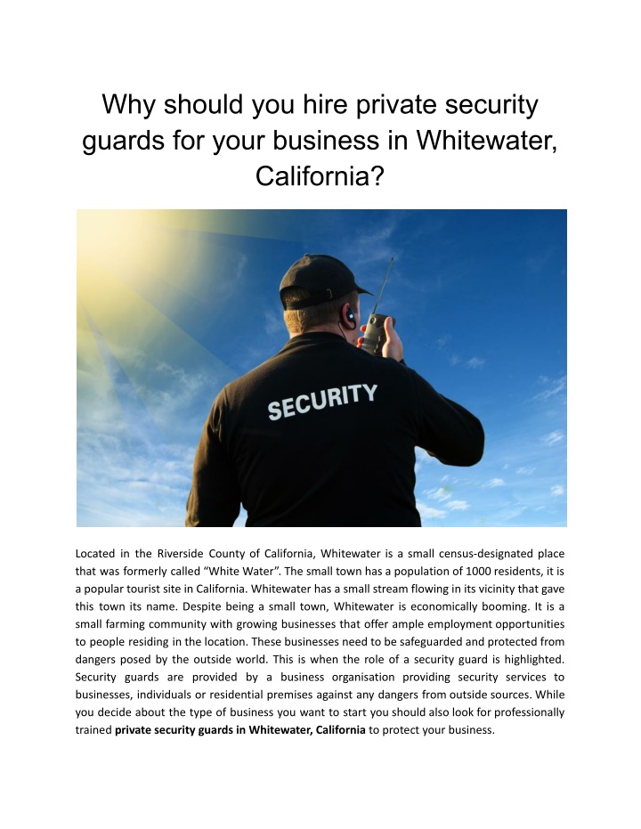 why should you hire private security guards