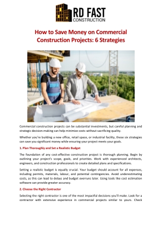 How to Save Money on Commercial Construction Projects: 6 Strategies