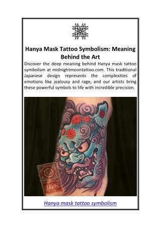 Hanya Mask Tattoo Symbolism Meaning Behind the Art