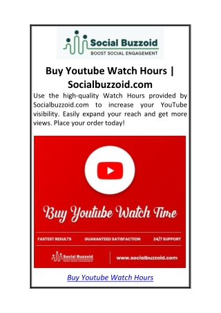 Buy Youtube Watch Hours  Socialbuzzoid.com