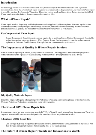 The Future of iPhone Repair: Trends and Innovations to Watch