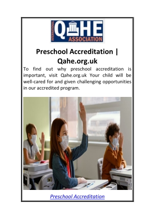 Preschool Accreditation  Qahe.org.uk