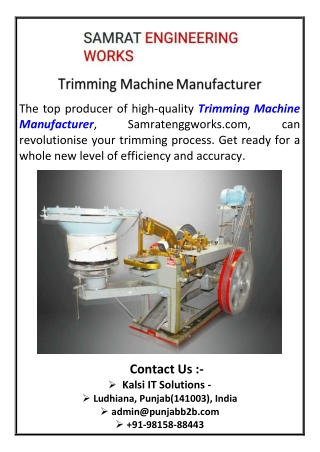 Trimming Machine Manufacturer  Samratenggworks.com