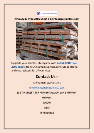 astm a240 type 2205 sheet chintamanistainless com