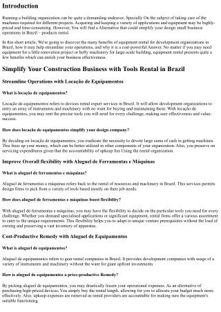 Simplify Your Development Small business with Equipment Rental in Brazil