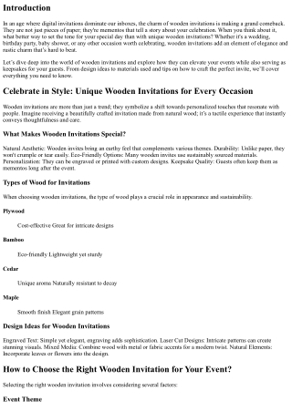 Celebrate in Style: Unique Wooden Invitations for Every Occasion