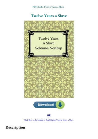 PDF Books Twelve Years a Slave
