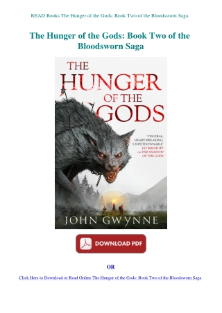 READ Books The Hunger of the Gods Book Two of the Bloodsworn Saga