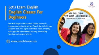 English Classes for Beginners | New York English Center