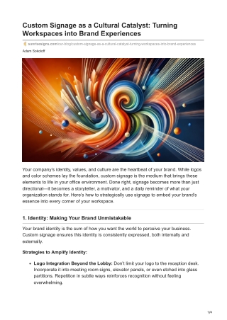 Custom Signage as a Cultural Catalyst: Turning Workspaces into Brand Experiences
