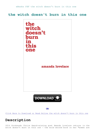 eBooks PDF the witch doesn't burn in this one