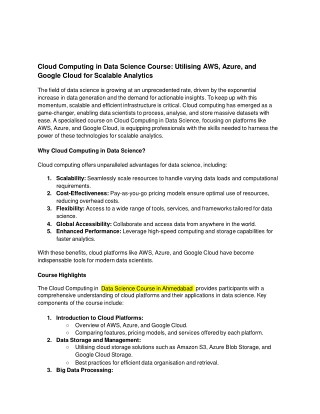 cloud computing in data science course utilising