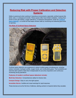 Reducing Risk with Proper Calibration and Detection Systems