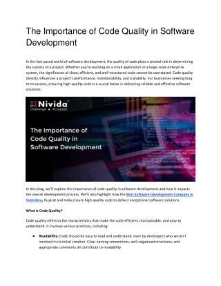 The Importance of Code Quality in Software Development