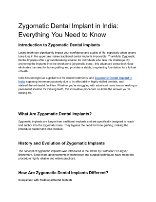 Zygomatic Dental Implant in India_ Everything You Need to Know