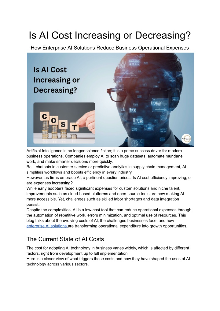 is ai cost increasing or decreasing