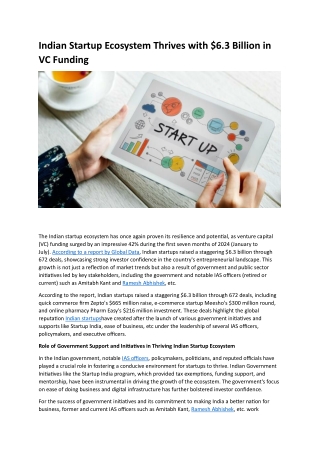 Indian Startup Ecosystem Thrives with $6.3 Billion in VC Funding