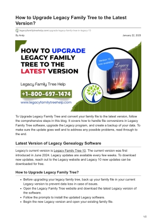 How to Upgrade Legacy Family Tree?