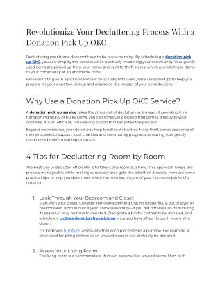 Revolutionize Your Decluttering Process With a Donation Pick Up OKC