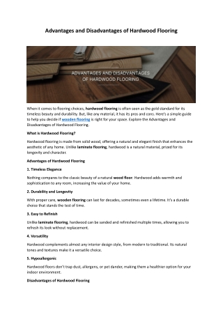 advantages and disadvantages of hardwood flooring
