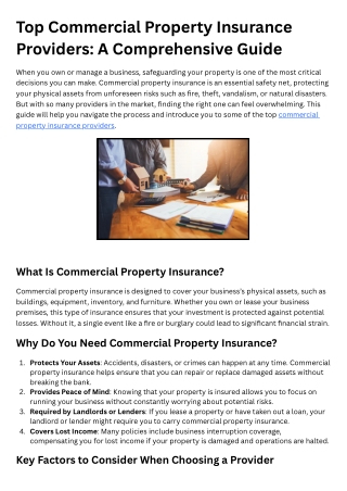 Top Commercial Property Insurance Providers A Comprehensive Guide