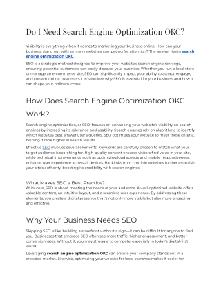Do I Need Search Engine Optimization OKC_