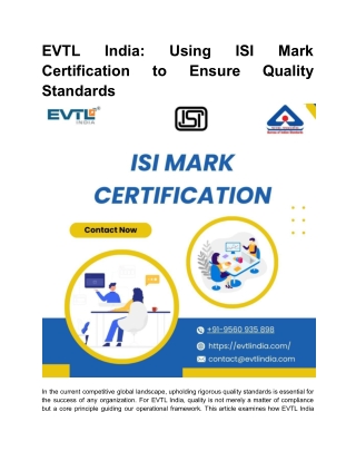 evtl certification standards