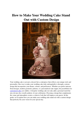 How to Make Your Wedding Cake Stand Out with Custom Design