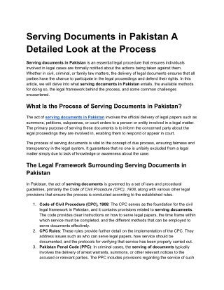serving documents in pakistan a detailed look