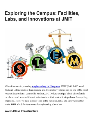 Exploring the Campus Facilities, Labs, and Innovations at JMIT