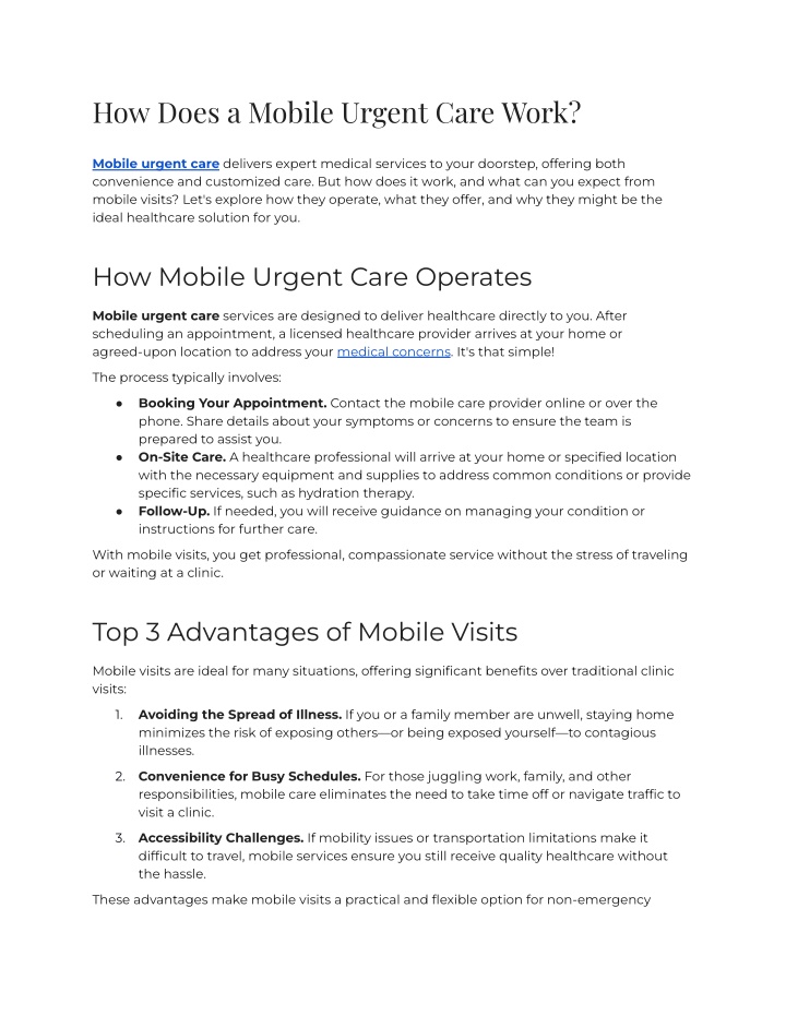 how does a mobile urgent care work