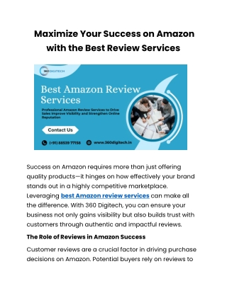 Drive Success with the Best Amazon Review Services