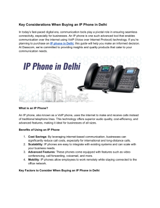 Key Considerations When Buying an IP Phone in Delhi