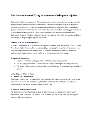 The Convenience of X-ray at Home for Orthopedic Injuries