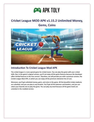 Cricket League MOD APK v1.15.2 Unlimited Money, Gems, Coins