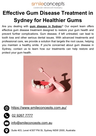 Effective Gum Disease Treatment in Sydney for Healthier Gums