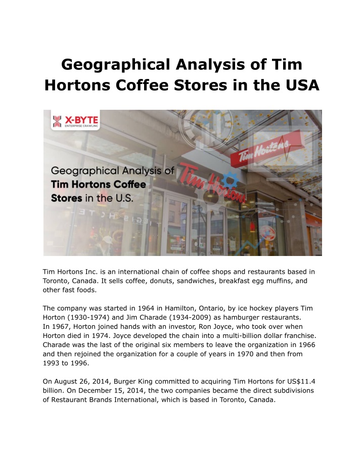 geographical analysis of tim hortons coffee