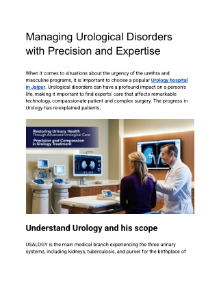 managing urological disorders with precision