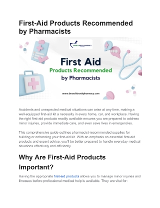 First-Aid Products Recommended by Pharmacists