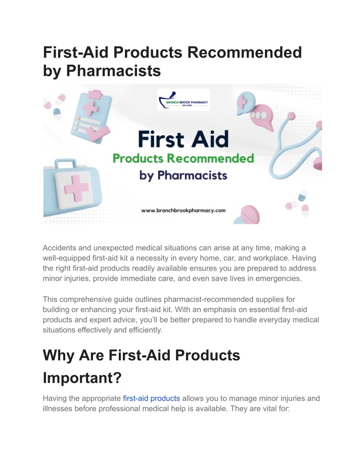 first aid products recommended by pharmacists