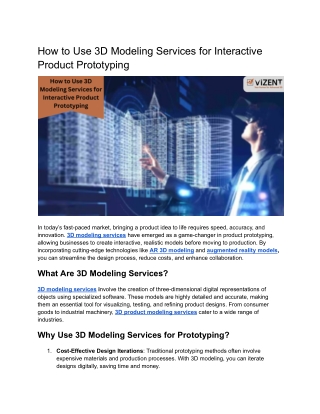 how to use 3d modeling services for interactive
