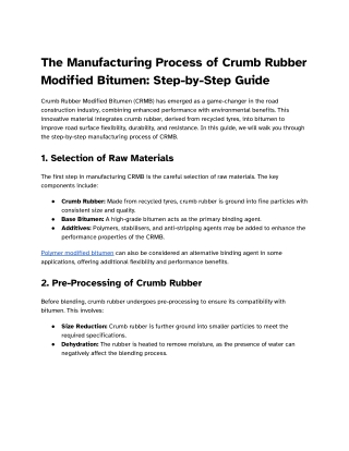 the manufacturing process of crumb rubber