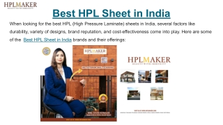 Best HPL Sheet in India