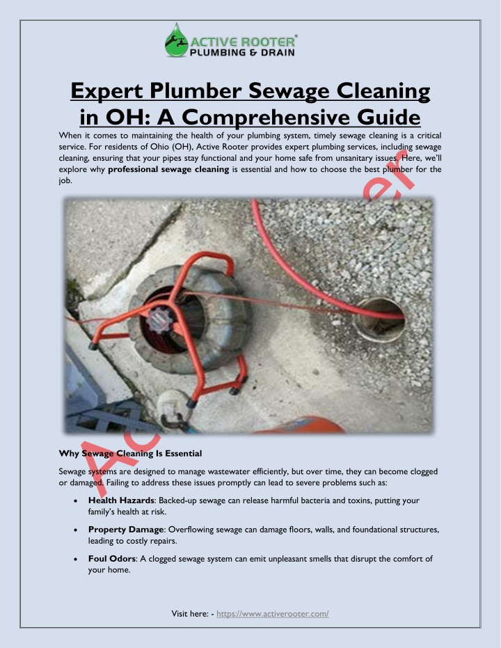 expert plumber sewage cleaning