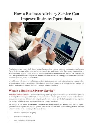 how a business advisory service can improve