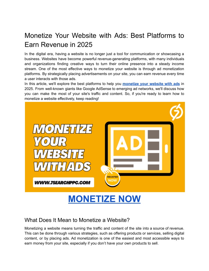 monetize your website with ads best platforms