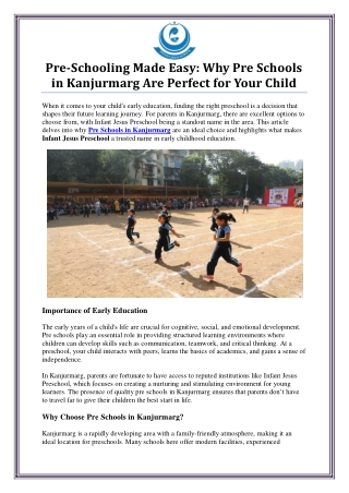 Pre Schools in Kanjurmarg – Infant Jesus Preschool