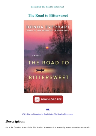 Books PDF The Road to Bittersweet